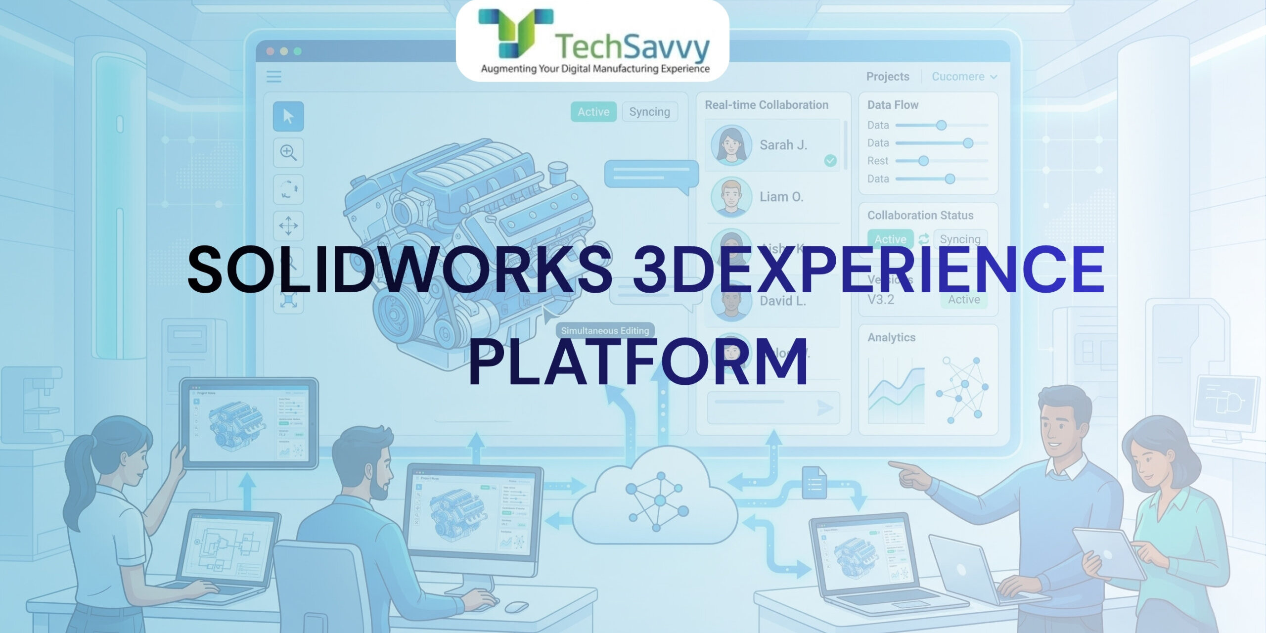3DEXPERIENCE Platform cloud CAD dashboard showing real-time collaboration
