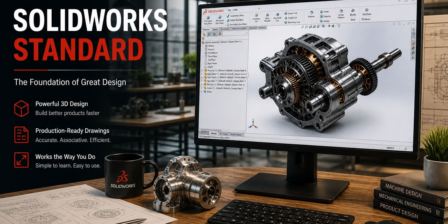 SOLIDWORKS Standard CAD design interface used by mechanical engineer