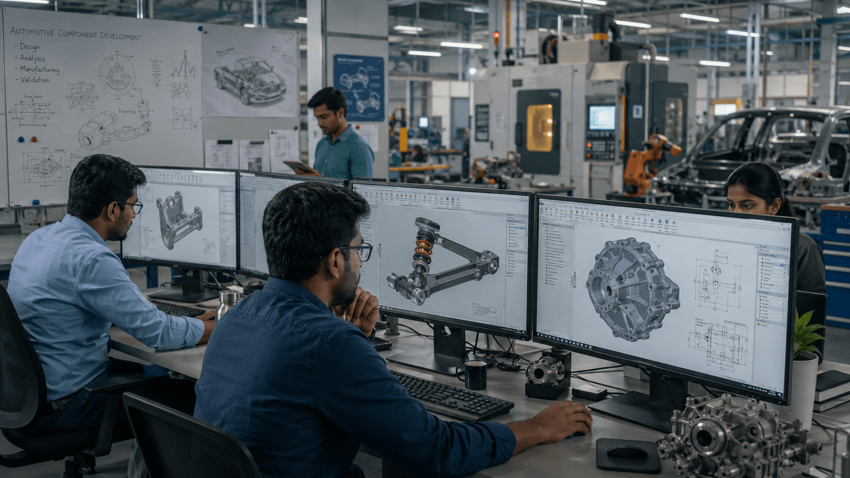 SOLIDWORKS automotive component design workflow and 3D CAD modeling