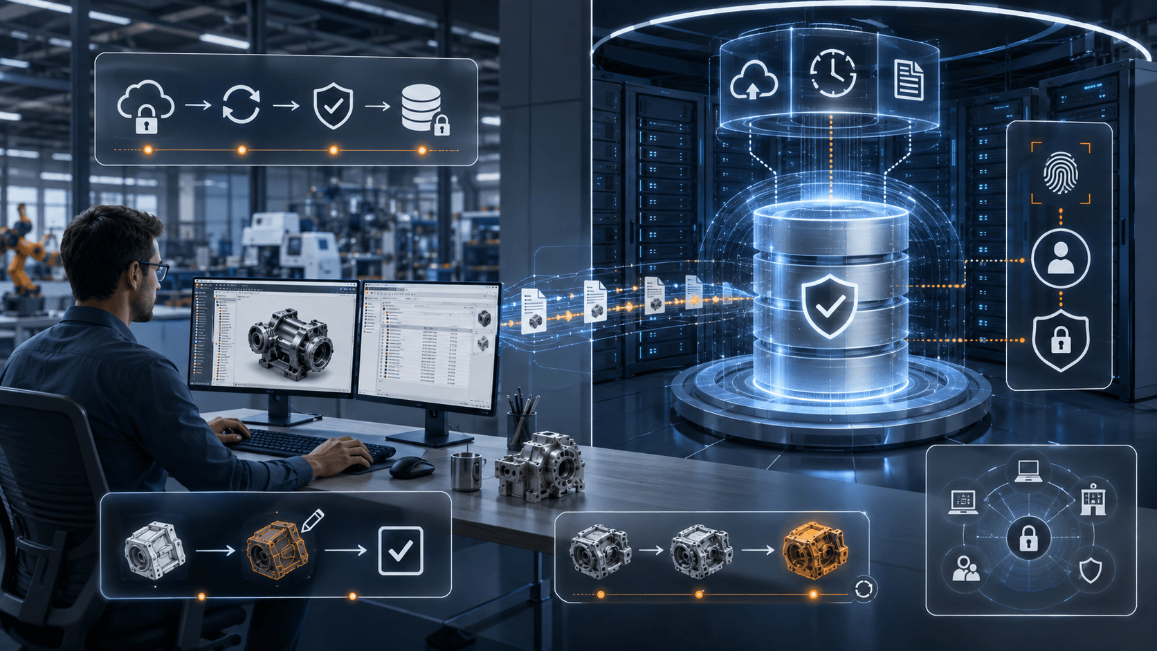 SOLIDWORKS PDM 2026 data management features including synchronized vault views and enhanced security