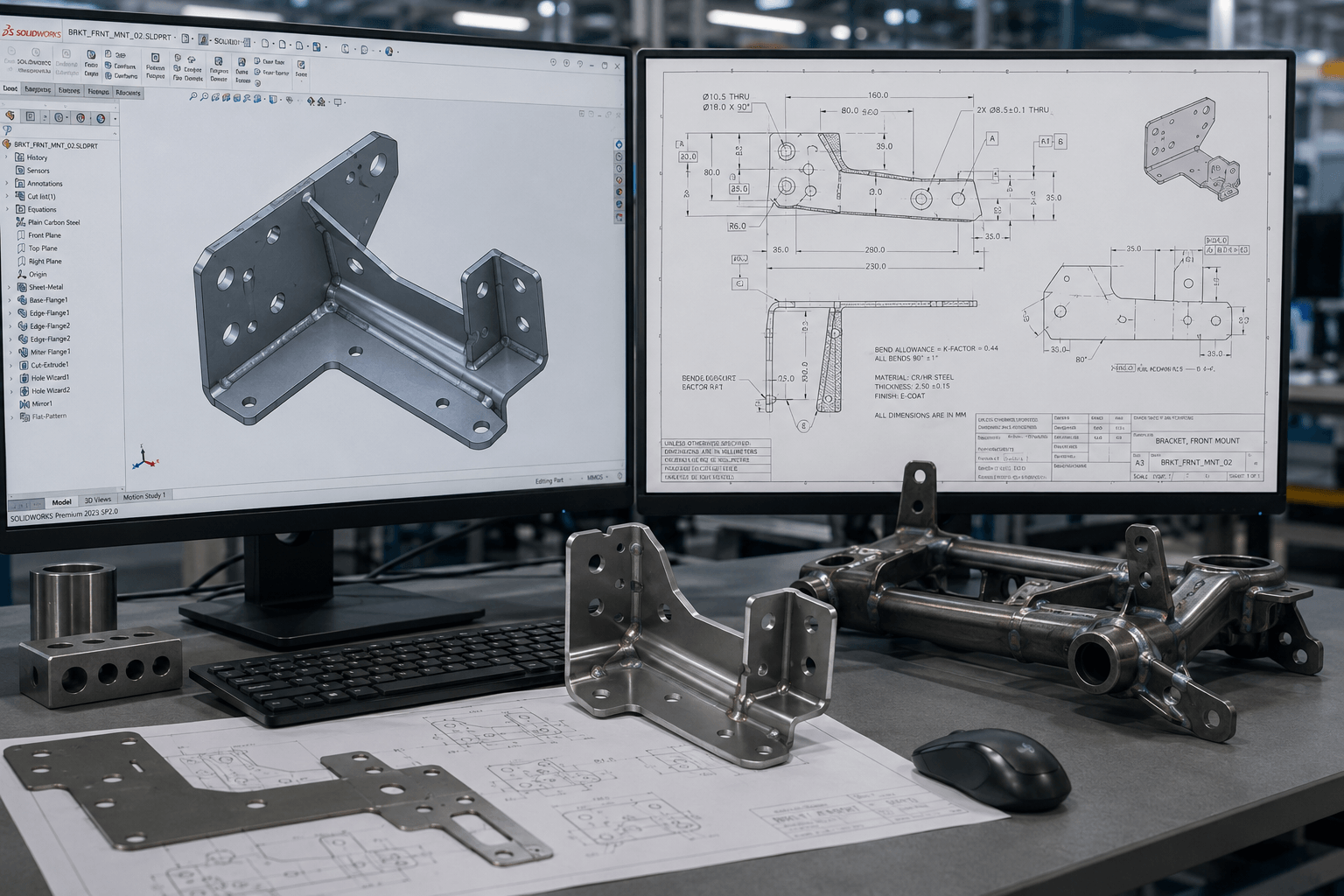 SOLIDWORKS sheet metal, weldment and GD&T workflow for automotive components
