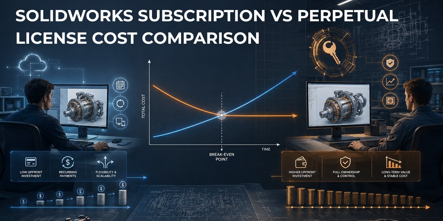 solidworks-subscription-vs-perpetual-license-2026 SOLIDWORKS subscription vs perpetual license cost comparison